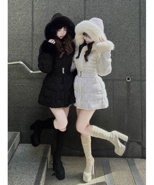 レディミディツイードダウンコート（ダウンジャケット/コート