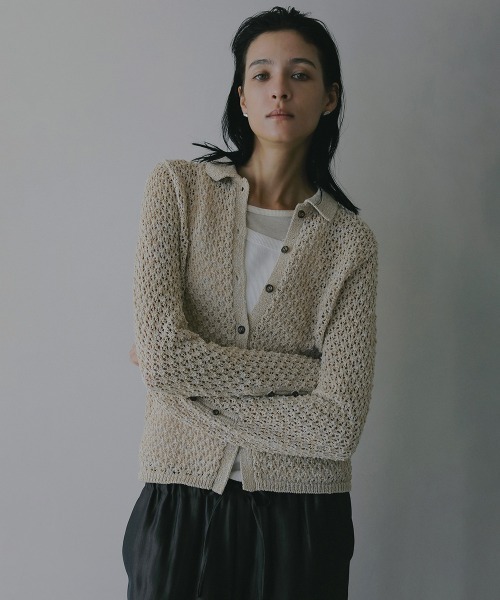 MANOF(マノフ)の「OPENWORK KNIT CARDIGAN(カーディガン/ボレロ・レディース・ベージュ/ブラック/ミント・F)」の3枚目の写真