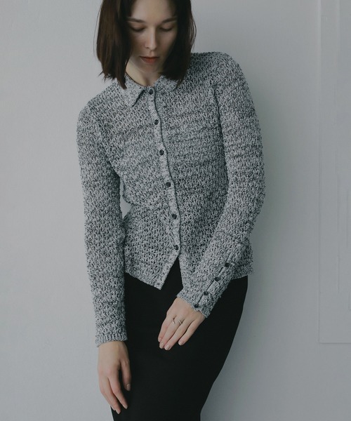 MANOF(マノフ)の「OPENWORK KNIT CARDIGAN(カーディガン/ボレロ・レディース・ベージュ/ブラック/ミント・F)」の1枚目の写真