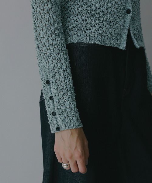 MANOF(マノフ)の「OPENWORK KNIT CARDIGAN(カーディガン/ボレロ・レディース・ベージュ/ブラック/ミント・F)」の12枚目の写真