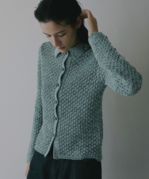 MANOF(マノフ)の「OPENWORK KNIT CARDIGAN(カーディガン/ボレロ・レディース・ベージュ/ブラック/ミント・F)」の8枚目の写真