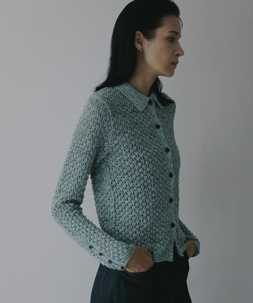 MANOF(マノフ)の「OPENWORK KNIT CARDIGAN(カーディガン/ボレロ・レディース・ベージュ/ブラック/ミント・F)」の9枚目の写真