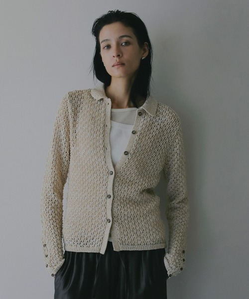 MANOF(マノフ)の「OPENWORK KNIT CARDIGAN(カーディガン/ボレロ・レディース・ベージュ/ブラック/ミント・F)」の13枚目の写真