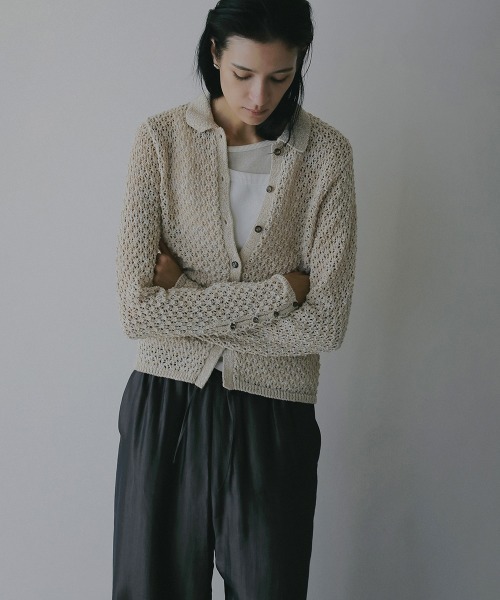 MANOF(マノフ)の「OPENWORK KNIT CARDIGAN(カーディガン/ボレロ・レディース・ベージュ/ブラック/ミント・F)」の14枚目の写真