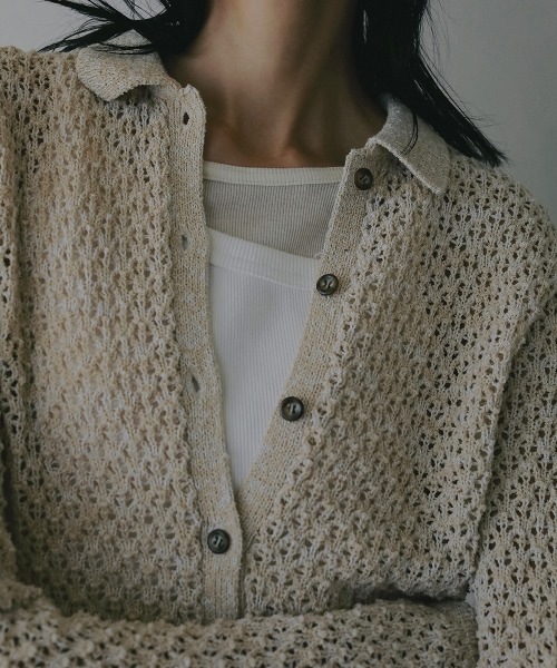 MANOF(マノフ)の「OPENWORK KNIT CARDIGAN(カーディガン/ボレロ・レディース・ベージュ/ブラック/ミント・F)」の20枚目の写真