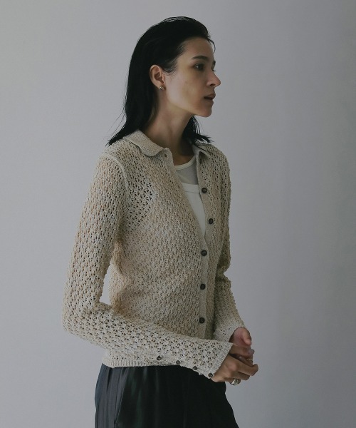 MANOF(マノフ)の「OPENWORK KNIT CARDIGAN(カーディガン/ボレロ・レディース・ベージュ/ブラック/ミント・F)」の18枚目の写真