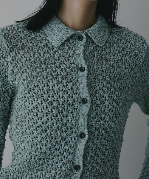MANOF(マノフ)の「OPENWORK KNIT CARDIGAN(カーディガン/ボレロ・レディース・ベージュ/ブラック/ミント・F)」の11枚目の写真