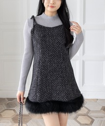 clear | ファーツイードミニキャミワンピース[大人 フェミニン 上品]≪AW新作≫(ワンピース)