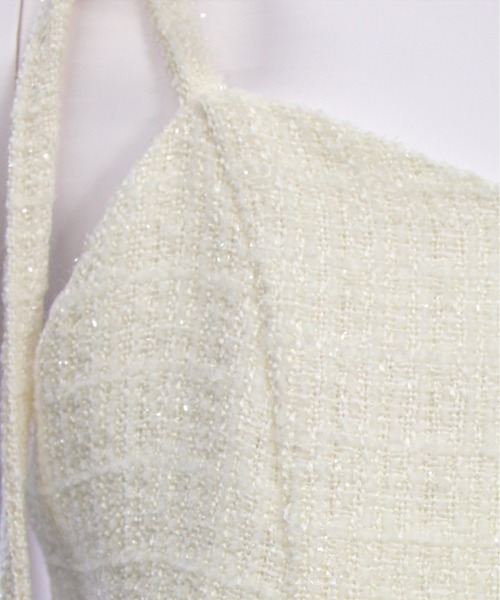 clear（クリア）の「ファーツイードミニキャミワンピース[大人 フェミニン 上品]（ワンピース・レディース・ピンク/アイボリー/ブラック・F）」の5枚目の写真