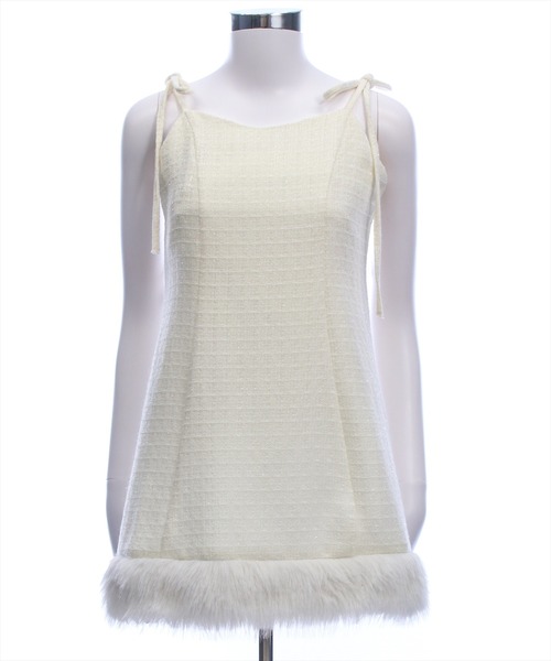 clear（クリア）の「ファーツイードミニキャミワンピース[大人 フェミニン 上品]（ワンピース・レディース・ピンク/アイボリー/ブラック・F）」の18枚目の写真