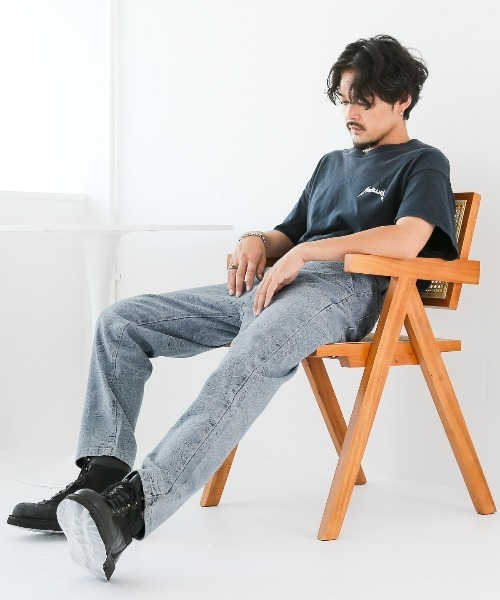 LUXSTYLE(ラグスタイル)の「ペイズリー柄テーパードデニムパンツ(デニムパンツ・メンズ・ブルー/ブラック・M/L)」の6枚目の写真