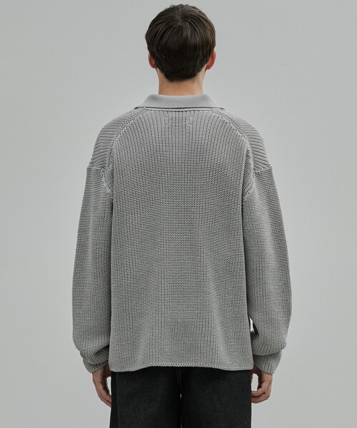 UNITED TOKYO（ユナイテッドトウキョウ）の「ギマメッシュ スキッパーポロ（ニット/セーター・メンズ・ライトグレー/ブラック/サックスブルー・1/2）」の12枚目の写真