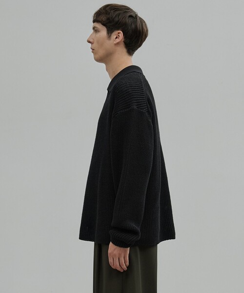 UNITED TOKYO（ユナイテッドトウキョウ）の「ギマメッシュ スキッパーポロ（ニット/セーター・メンズ・ライトグレー/ブラック/サックスブルー・1/2）」の15枚目の写真