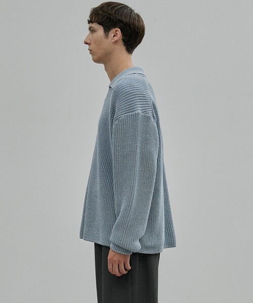 UNITED TOKYO（ユナイテッドトウキョウ）の「ギマメッシュ スキッパーポロ（ニット/セーター・メンズ・ライトグレー/ブラック/サックスブルー・1/2）」の19枚目の写真