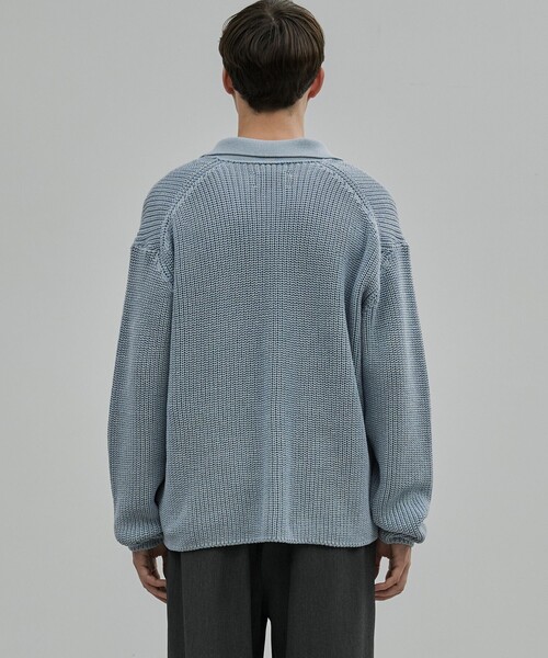 UNITED TOKYO（ユナイテッドトウキョウ）の「ギマメッシュ スキッパーポロ（ニット/セーター・メンズ・ライトグレー/ブラック/サックスブルー・1/2）」の20枚目の写真