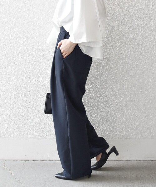 セール】SHIPS any:〈洗濯機可能〉裏起毛 イージー タック パンツ