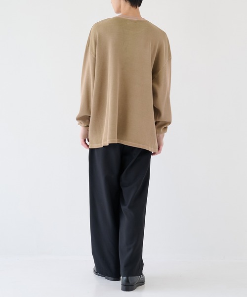 KANEMASA PHIL.】18G Garment Dye Waffle Henry Neck（Tシャツ