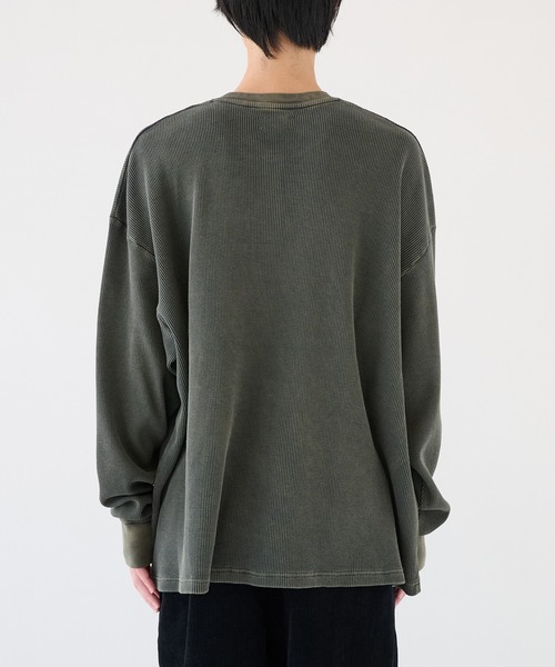 KANEMASA PHIL.】18G Garment Dye Waffle Henry Neck（Tシャツ