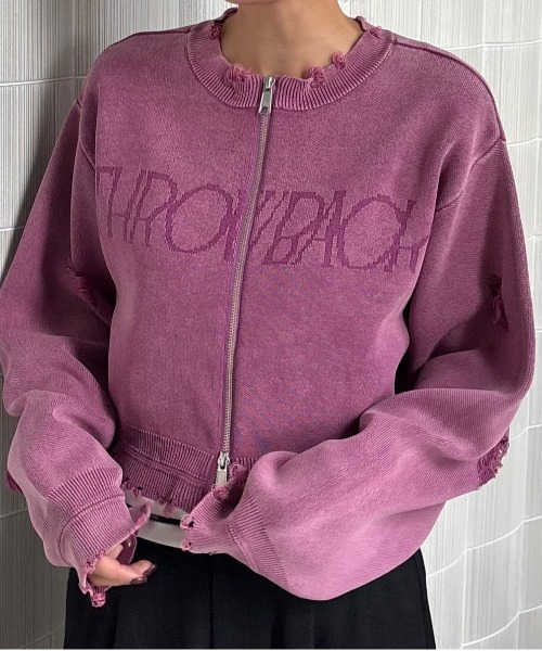 DAMAGE LOGO SHORT KNIT TOP（ニット/セーター）｜Ameri（アメリ