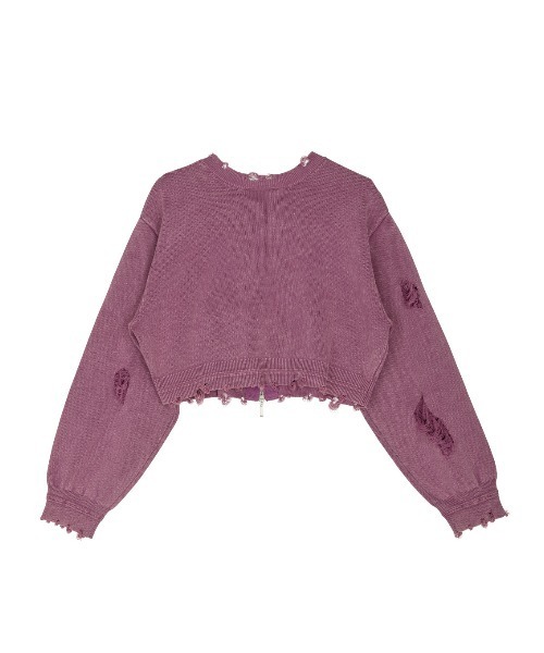 あめり DAMAGE LOGO SHORT KNIT TOP（ニット/セーター）｜Ameri（アメリ