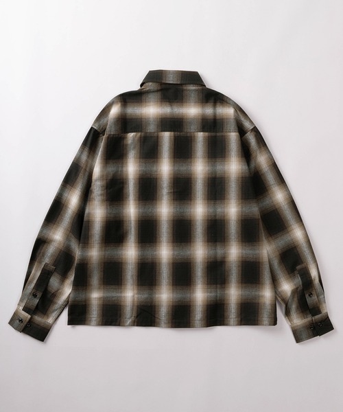 SlashDate（スラッシュデイト）の「【82】 クロップド オンブレチェックシャツ（シャツ/ブラウス・メンズ・ブラウン/ブラック/ブルー・M/L/XL）」の8枚目の写真