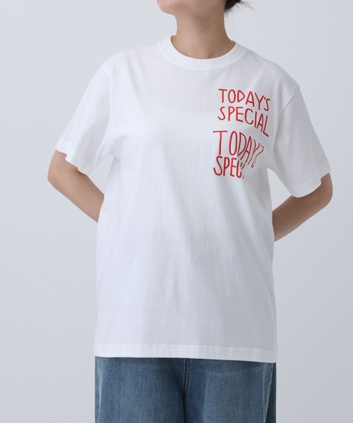 TODAY'S SPECIAL（トゥデイズスペシャル）の「【TODAY’S SPECIAL】STAFF TEE /606944（Tシャツ/カットソー・レディース・ホワイト/クリアレッド・MEDIUM/LARGE）」の11枚目の写真