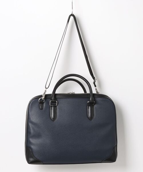 TAKA-Q（タカキュー）の「【2WAY A4対応】タカキュー サフィアーノ型押し ブリーフバッグ（ビジネスバッグ・メンズ・ネイビー/ブラック・FREE）」の3枚目の写真