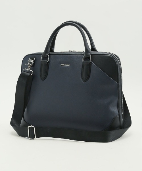 TAKA-Q（タカキュー）の「【2WAY A4対応】タカキュー サフィアーノ型押し ブリーフバッグ（ビジネスバッグ・メンズ・ネイビー/ブラック・FREE）」の2枚目の写真