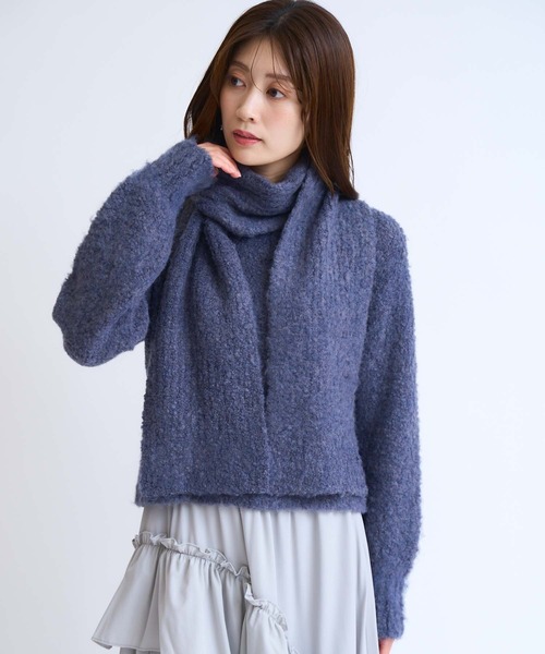 NOELA(ノエラ)の「マフラーセットシャギーニット(ニット/セーター・レディース・オフホワイト/チャコールグレー/ブルー・フリー)」の3枚目の写真