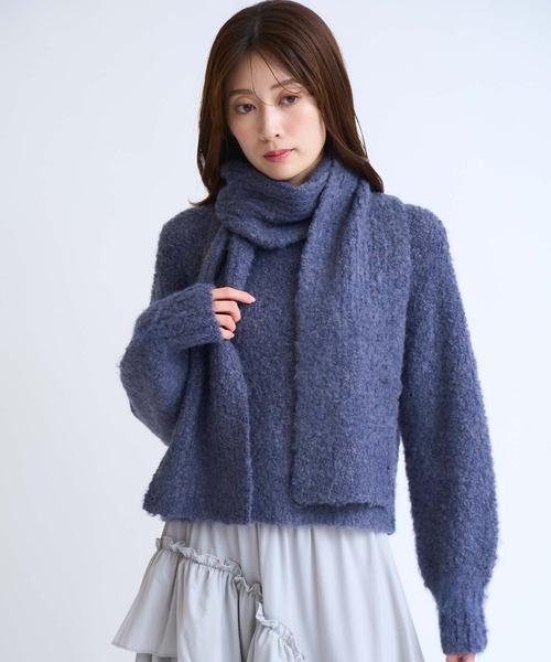 NOELA(ノエラ)の「マフラーセットシャギーニット(ニット/セーター・レディース・オフホワイト/チャコールグレー/ブルー・フリー)」の11枚目の写真