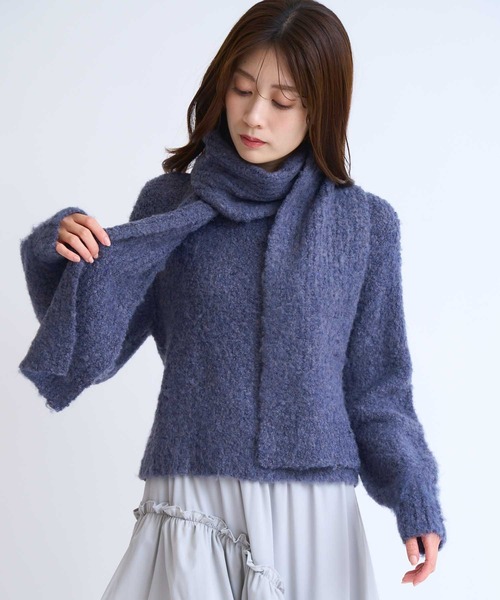NOELA(ノエラ)の「マフラーセットシャギーニット(ニット/セーター・レディース・オフホワイト/チャコールグレー/ブルー・フリー)」の16枚目の写真