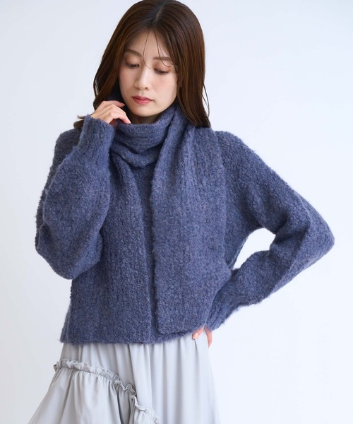 NOELA(ノエラ)の「マフラーセットシャギーニット(ニット/セーター・レディース・オフホワイト/チャコールグレー/ブルー・フリー)」の20枚目の写真