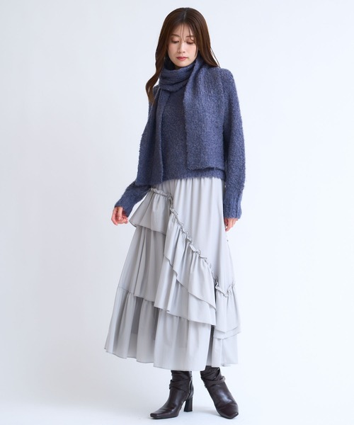 NOELA(ノエラ)の「マフラーセットシャギーニット(ニット/セーター・レディース・オフホワイト/チャコールグレー/ブルー・フリー)」の21枚目の写真