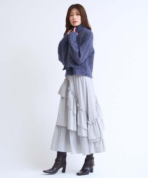 NOELA(ノエラ)の「マフラーセットシャギーニット(ニット/セーター・レディース・オフホワイト/チャコールグレー/ブルー・フリー)」の19枚目の写真