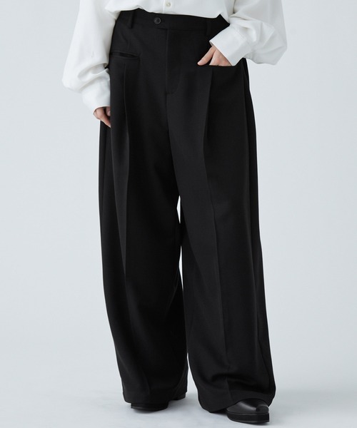 VELNUS】Side tuck design front pocket wide slacks/サイドタック