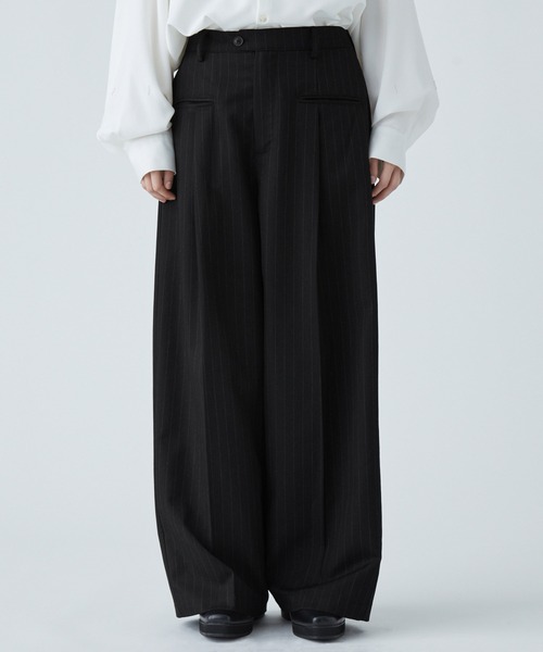 VELNUS】Side tuck design front pocket wide slacks/サイドタック