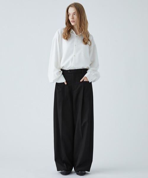 VELNUS（ベルナス）の「【VELNUS】Side tuck design front pocket wide slacks/サイドタックデザイン フロントポケットワイドスラックス（スラックス・メンズ・ブラック/ホワイト/ブラック系・L/M/S）」の8枚目の写真