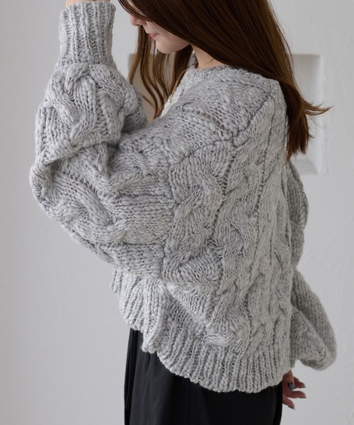 apres jour clair（アプレジュールクレア）の「【apres jour clair】袖ボリュームケーブルニット（ニット/セーター・レディース・グレー/ブラウン系その他/アイボリー/ネイビー・X-LARGE/フリー）」の15枚目の写真