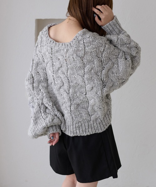 apres jour clair（アプレジュールクレア）の「【apres jour clair】袖ボリュームケーブルニット（ニット/セーター・レディース・グレー/ブラウン系その他/アイボリー/ネイビー・X-LARGE/フリー）」の17枚目の写真