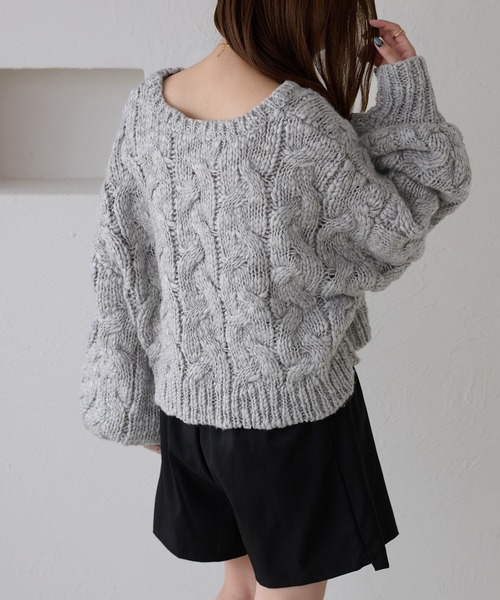 apres jour clair（アプレジュールクレア）の「【apres jour clair】袖ボリュームケーブルニット（ニット/セーター・レディース・グレー/ブラウン系その他/アイボリー/ネイビー・X-LARGE/フリー）」の16枚目の写真