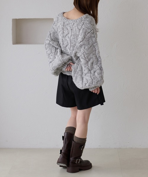 apres jour clair（アプレジュールクレア）の「【apres jour clair】袖ボリュームケーブルニット（ニット/セーター・レディース・グレー/ブラウン系その他/アイボリー/ネイビー・X-LARGE/フリー）」の20枚目の写真
