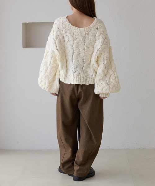 apres jour clair（アプレジュールクレア）の「【apres jour clair】袖ボリュームケーブルニット（ニット/セーター・レディース・グレー/ブラウン系その他/アイボリー/ネイビー・X-LARGE/フリー）」の9枚目の写真