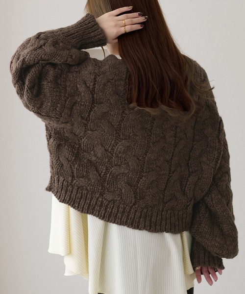 apres jour clair（アプレジュールクレア）の「【apres jour clair】袖ボリュームケーブルニット（ニット/セーター・レディース・グレー/ブラウン系その他/アイボリー/ネイビー・X-LARGE/フリー）」の22枚目の写真