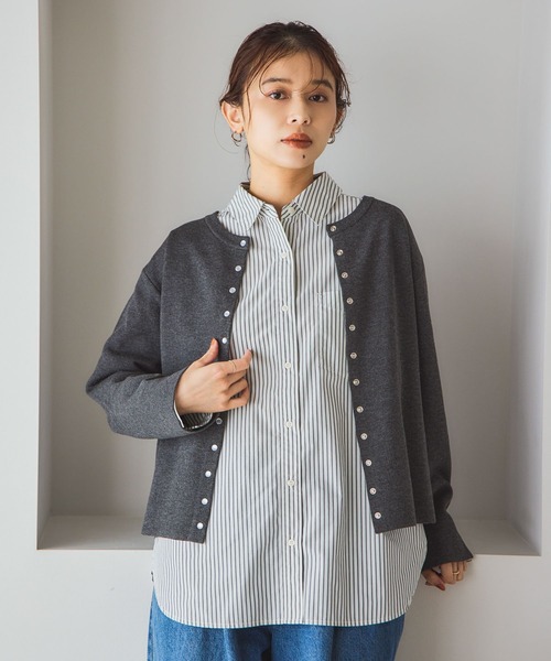 studio CLIP(スタディオクリップ)の「12ゲージボタンカーディガン《オケージョン2025AW》(カーディガン/ボレロ・レディース・チャコール/ネイビー・FREE)」の4枚目の写真