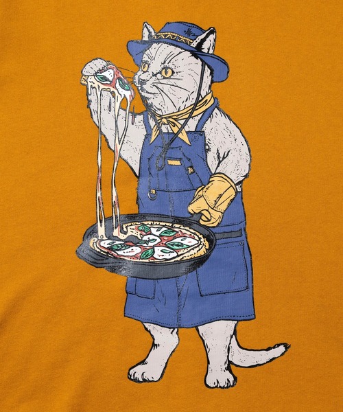 go slow caravan(ゴースローキャラバン)の「空紡糸裏毛 スキレットピザ猫 ヘムスピンドル フーディー(パーカー・メンズ・タン/アイボリー・SMALL/MEDIUM/LARGE/X-LARGE)」の5枚目の写真