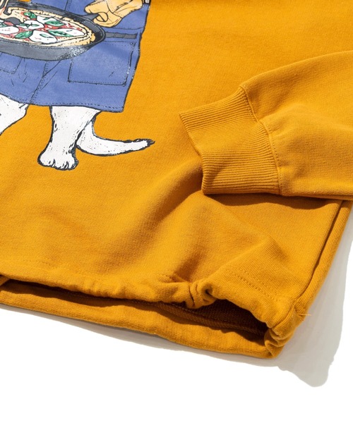 go slow caravan(ゴースローキャラバン)の「空紡糸裏毛 スキレットピザ猫 ヘムスピンドル フーディー(パーカー・メンズ・タン/アイボリー・SMALL/MEDIUM/LARGE/X-LARGE)」の8枚目の写真