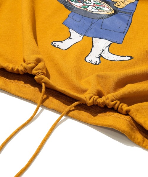 go slow caravan(ゴースローキャラバン)の「空紡糸裏毛 スキレットピザ猫 ヘムスピンドル フーディー(パーカー・メンズ・タン/アイボリー・SMALL/MEDIUM/LARGE/X-LARGE)」の9枚目の写真