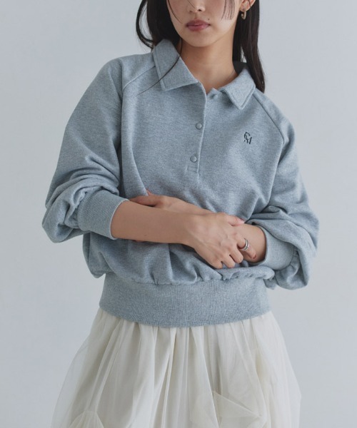 ECLAM(クラム)の「ラメ入り刺繍ポロスウェット(スウェット・レディース・杢グレー・M/L)」の8枚目の写真