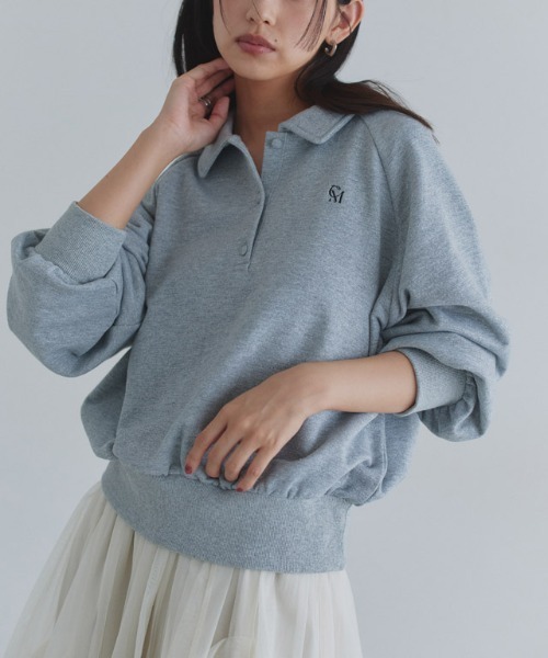 ECLAM(クラム)の「ラメ入り刺繍ポロスウェット(スウェット・レディース・杢グレー・M/L)」の7枚目の写真