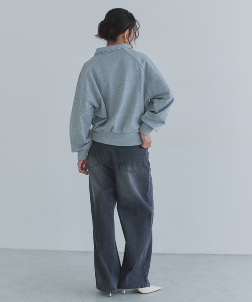 ECLAM(クラム)の「ラメ入り刺繍ポロスウェット(スウェット・レディース・杢グレー・M/L)」の11枚目の写真